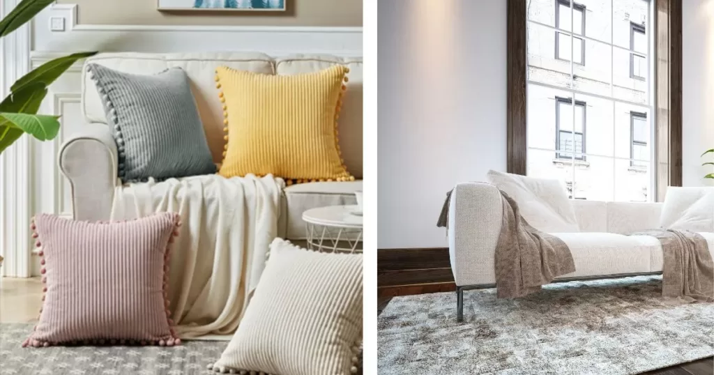 throw pillows and rugs, adding coziness and style to the living room