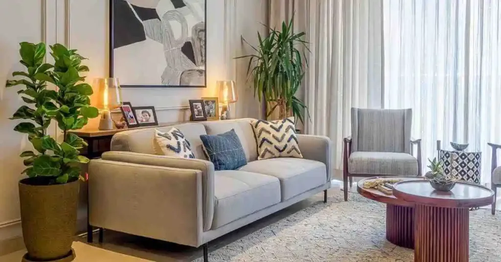 Living room decorated with throw pillow