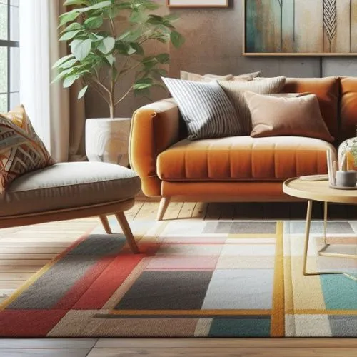 A Splash of Colourful Carpet Adds Life to the Living Room