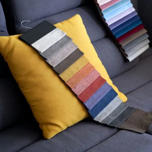 A selection of eco-friendly fabrics for a sustainable interior.