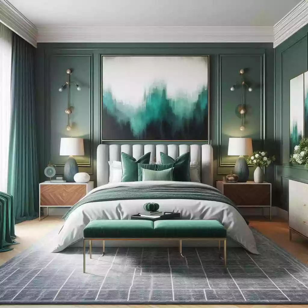 Dark Green Scandinavian Bedroom