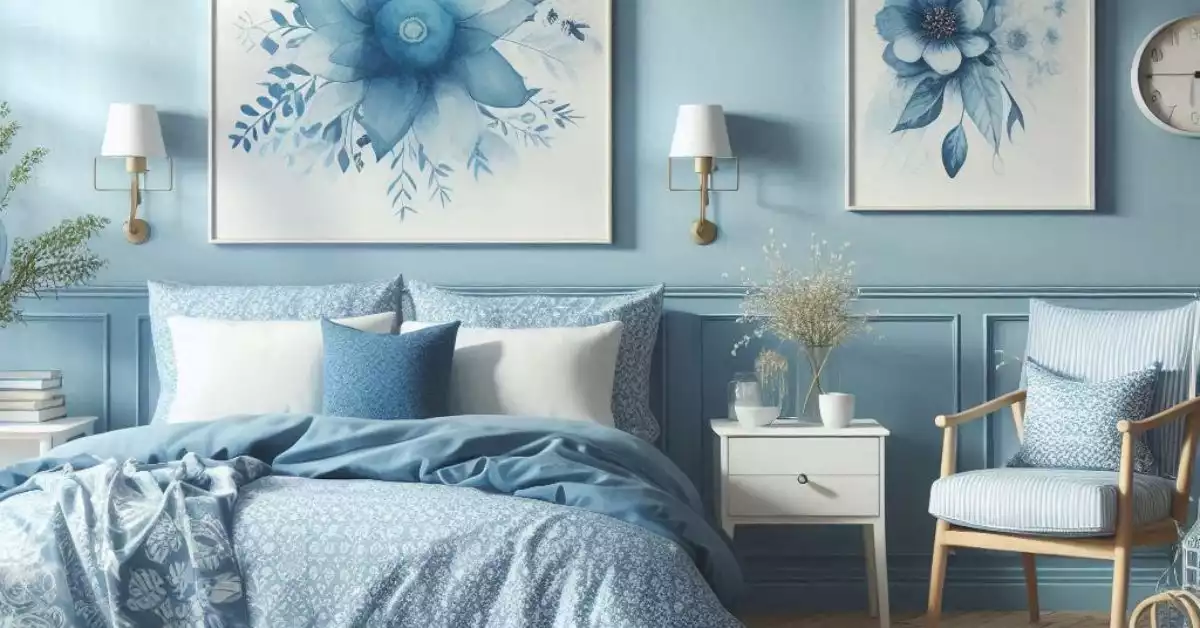 Blue and white summer decor