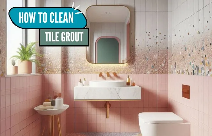 How to clean tile grout: close-up of bathroom tiles showing grout lines