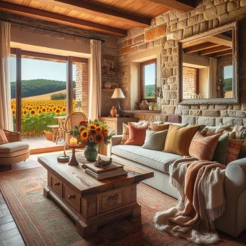 Tuscan Style Home Featuring Stone Wall