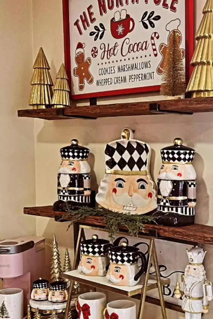 coffee station ideas using nutcracker mugs