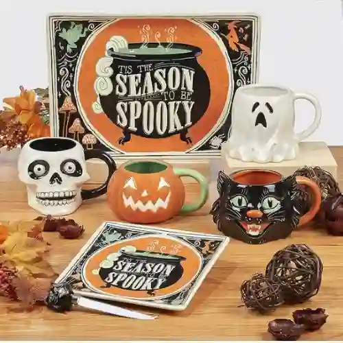 spooky mugs for festiv coffee station