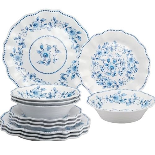 Beautiful and elegant Blue and White Dinnerware Set with floral inspired charm