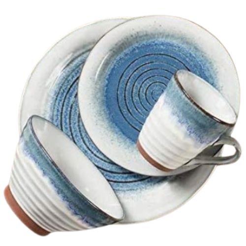 Modern and textured Blue and White Dinnerware Set