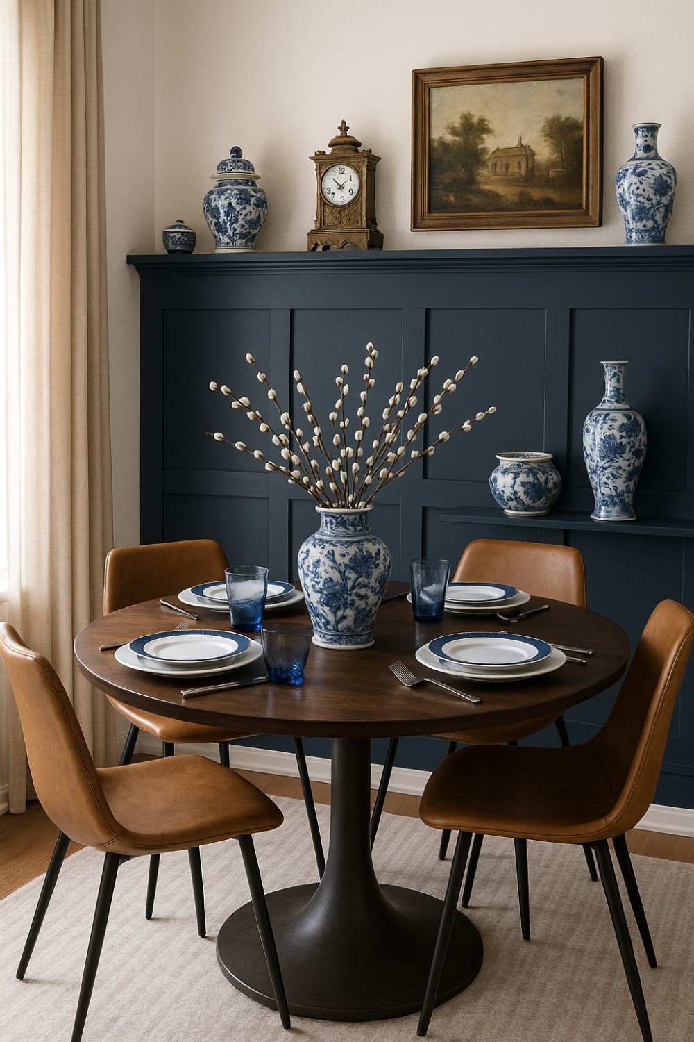 dining room showcasing variety of textures to create layers and add visual interests