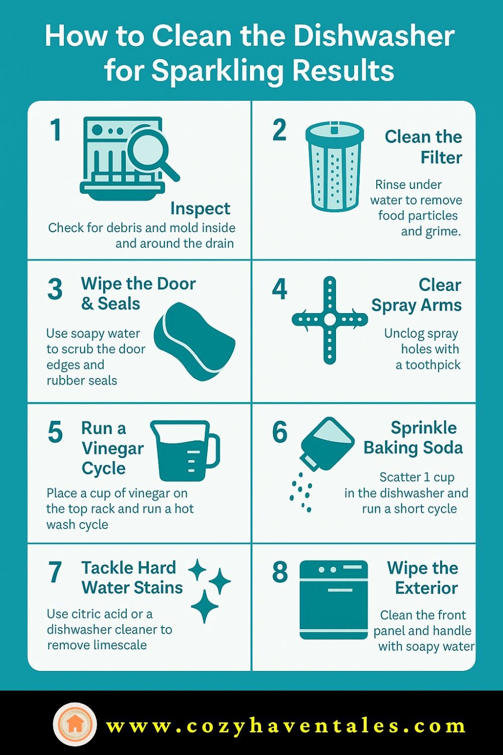 How to Clean the Dishwasher for Sparkling Results | Cozy Haven Tales