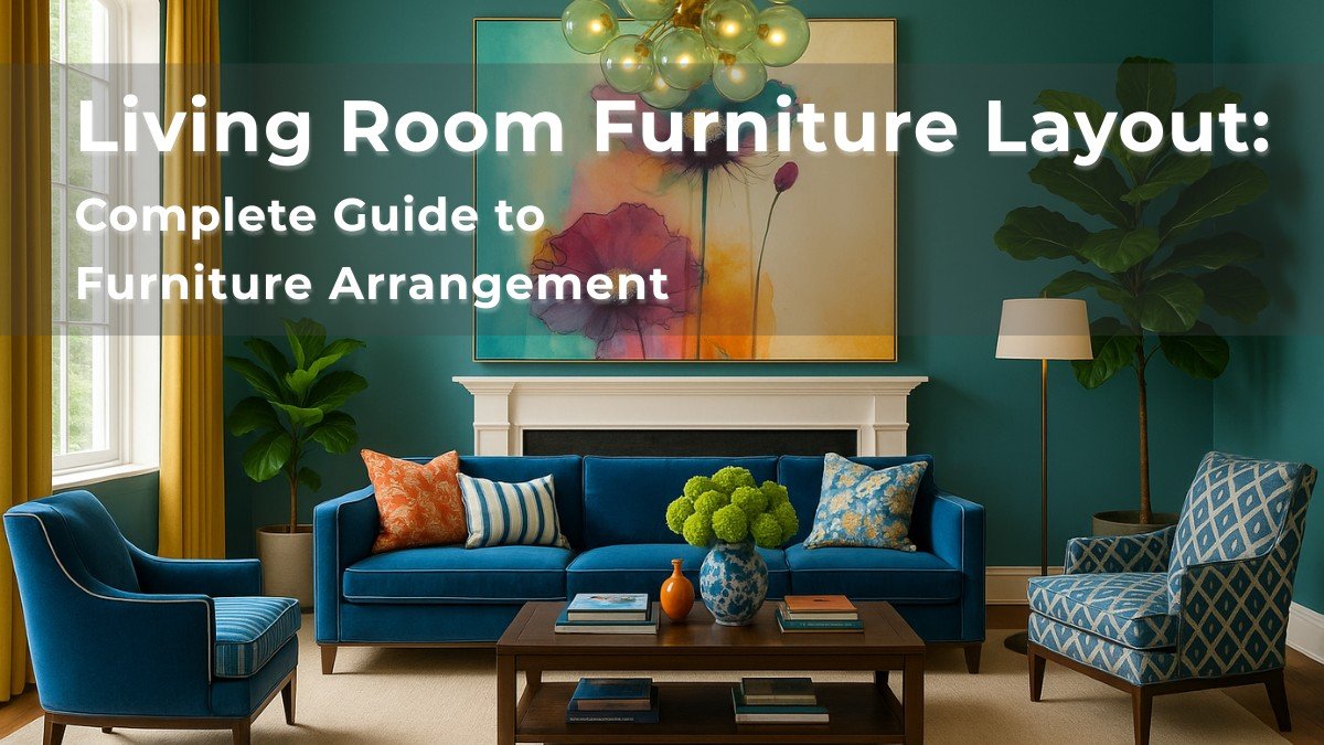 Modern living room with sofa, chairs, coffee table, and decor arranged in a balanced, conversational layout