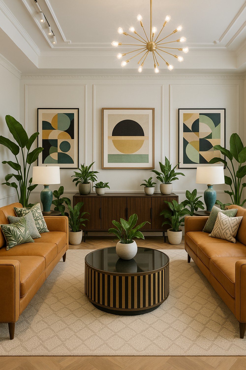 Cozy neutral living room with neutral colours on the wall