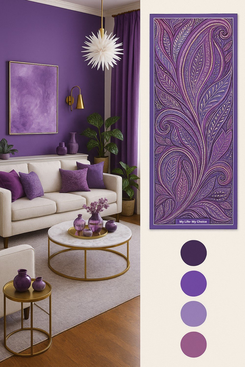 Paint samples with decor inspiration piece