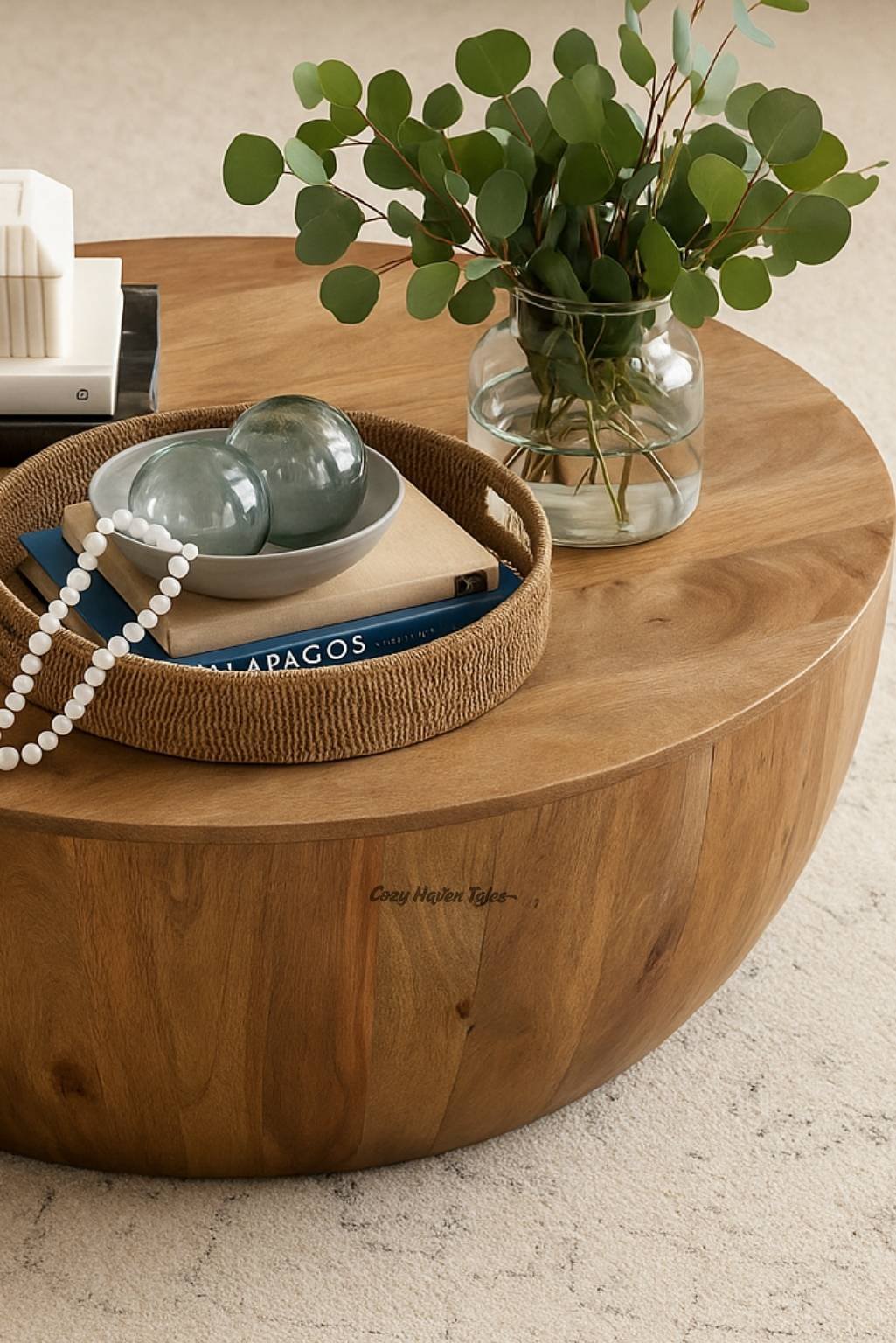 Wood table vignette showing texture in interior design