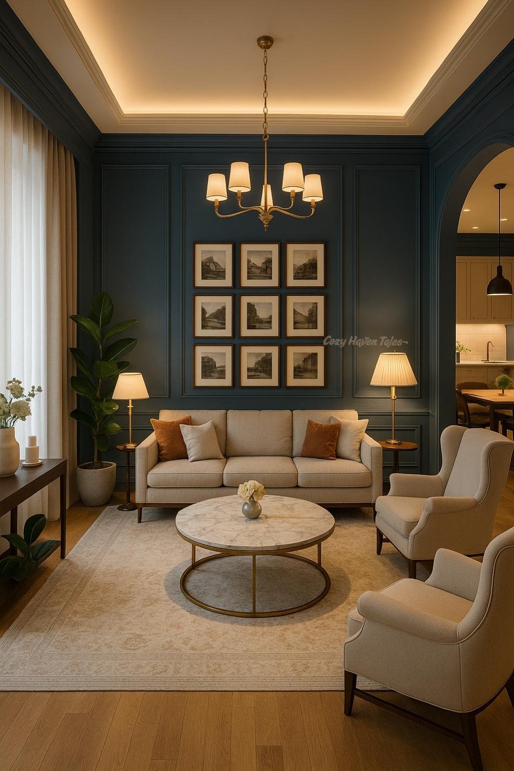 Spacious living room with balanced use of positive and negative space in interior design