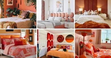 collage of orange colour bedroom ideas