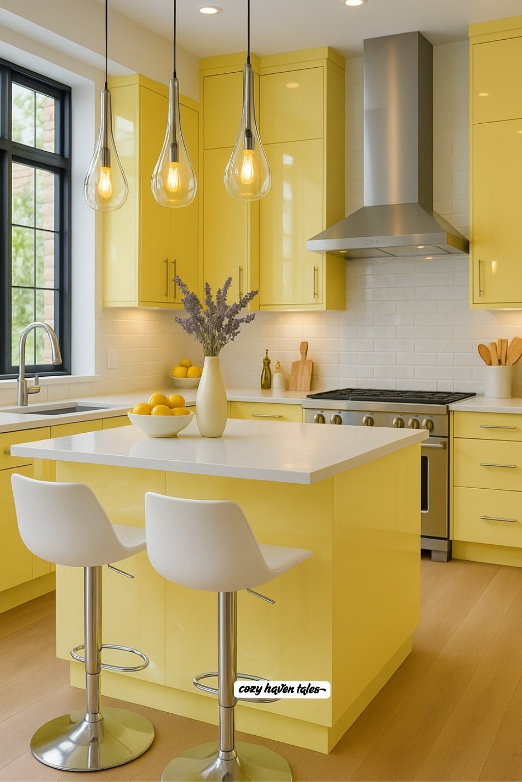 Light yellow kitchen cabinets simplicity in a modern kitchen setup