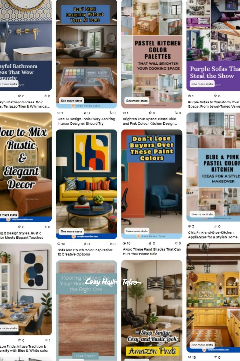 A digital inspiration board showing curated images, patterns, and styles that help identify emerging design concepts and moods.