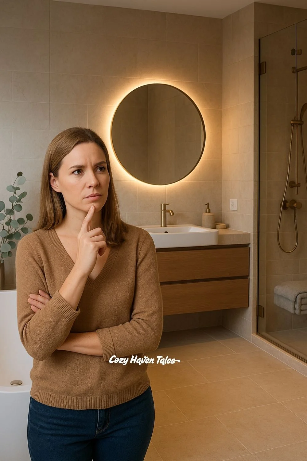 A serene spa-style bathroom illustrating how thoughtful design concepts respond to user emotions and functional needs.