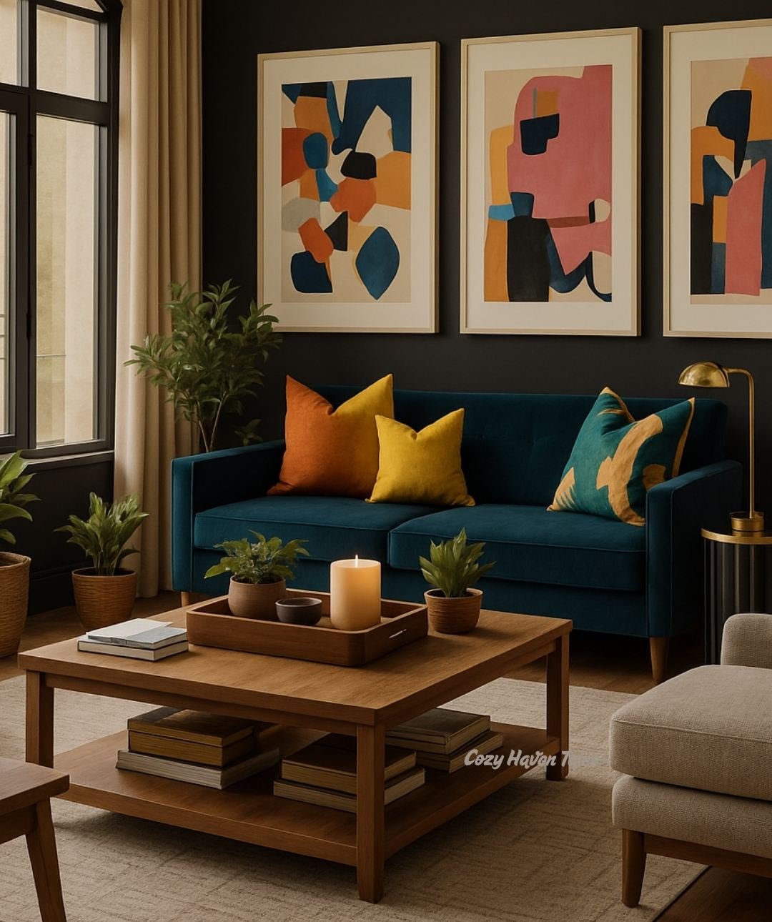 This is a textbook example of emphasis — the room builds everything else around a confident focal point.
