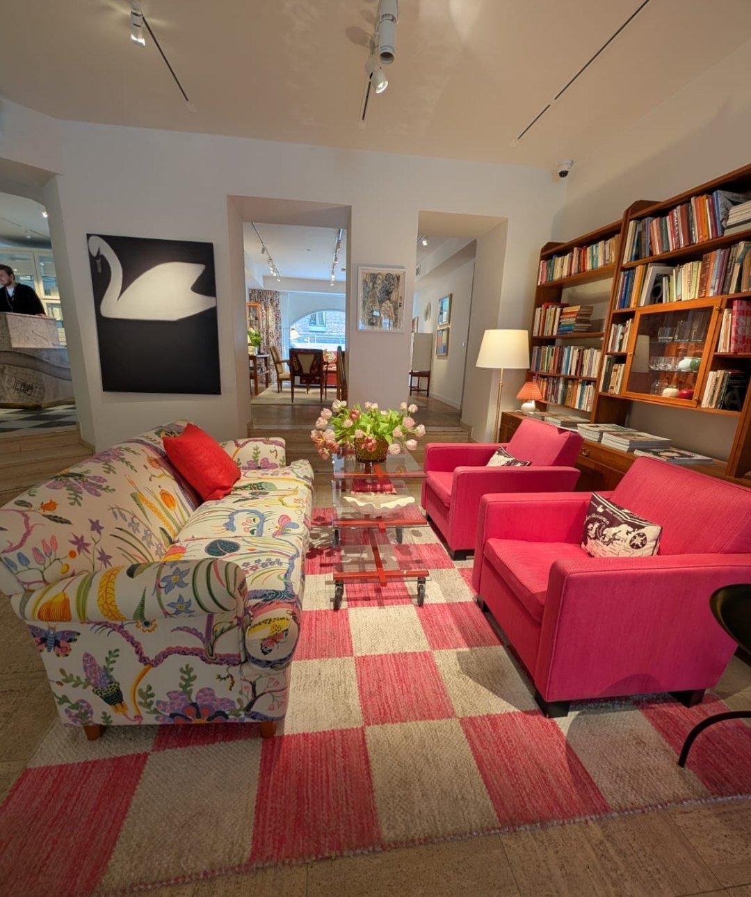 Colorful Svenskt Tenn showroom with eclectic Scandinavian interior design