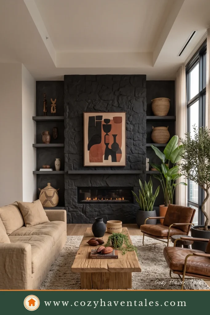 Afrohemian Fireplace Living Room