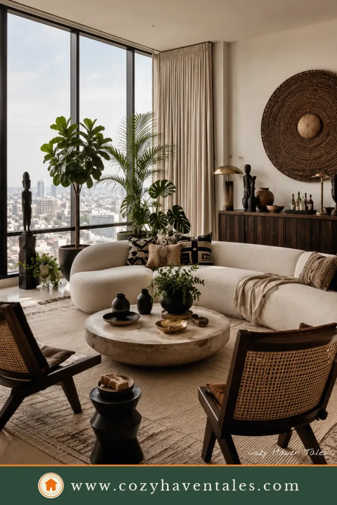 luxury apartment decorated in afrohemian style