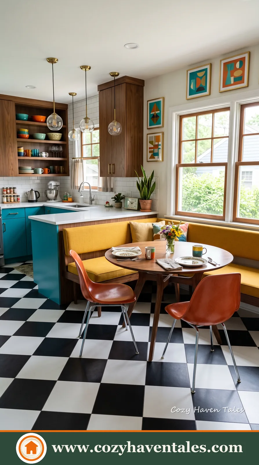 Timeless checkered floor design ideas with a serene interior showing the color palette and finishes