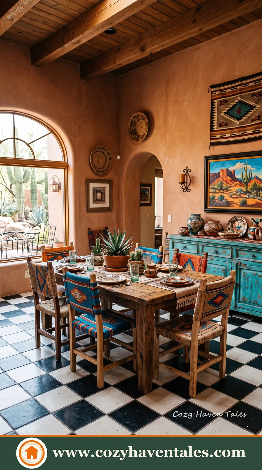 Sunlit checkered floor design ideas with a fresh interior showing the furniture and decor pairing