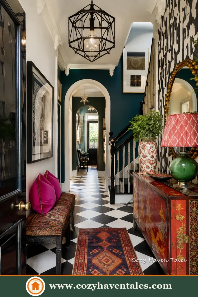 Fresh checkered floor design ideas with a inviting interior showing texture, tone and balance