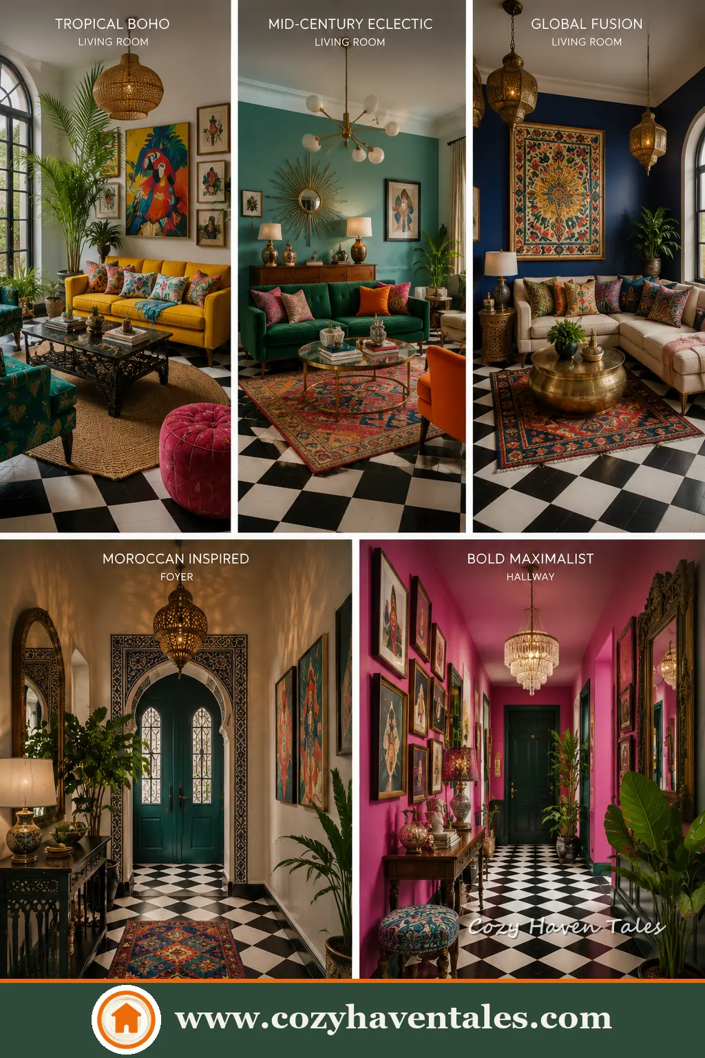 Airy checkered floor design ideas with a timeless interior showing styling details and mood