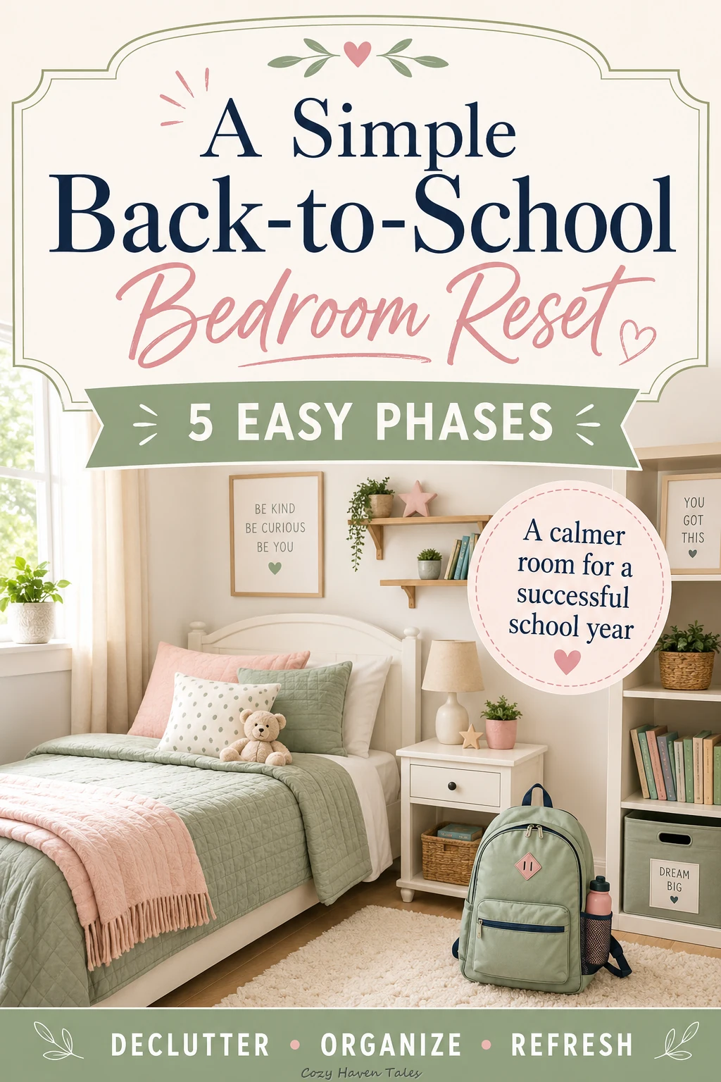 Organized kids’ bedroom with a five-phase back-to-school reset guide