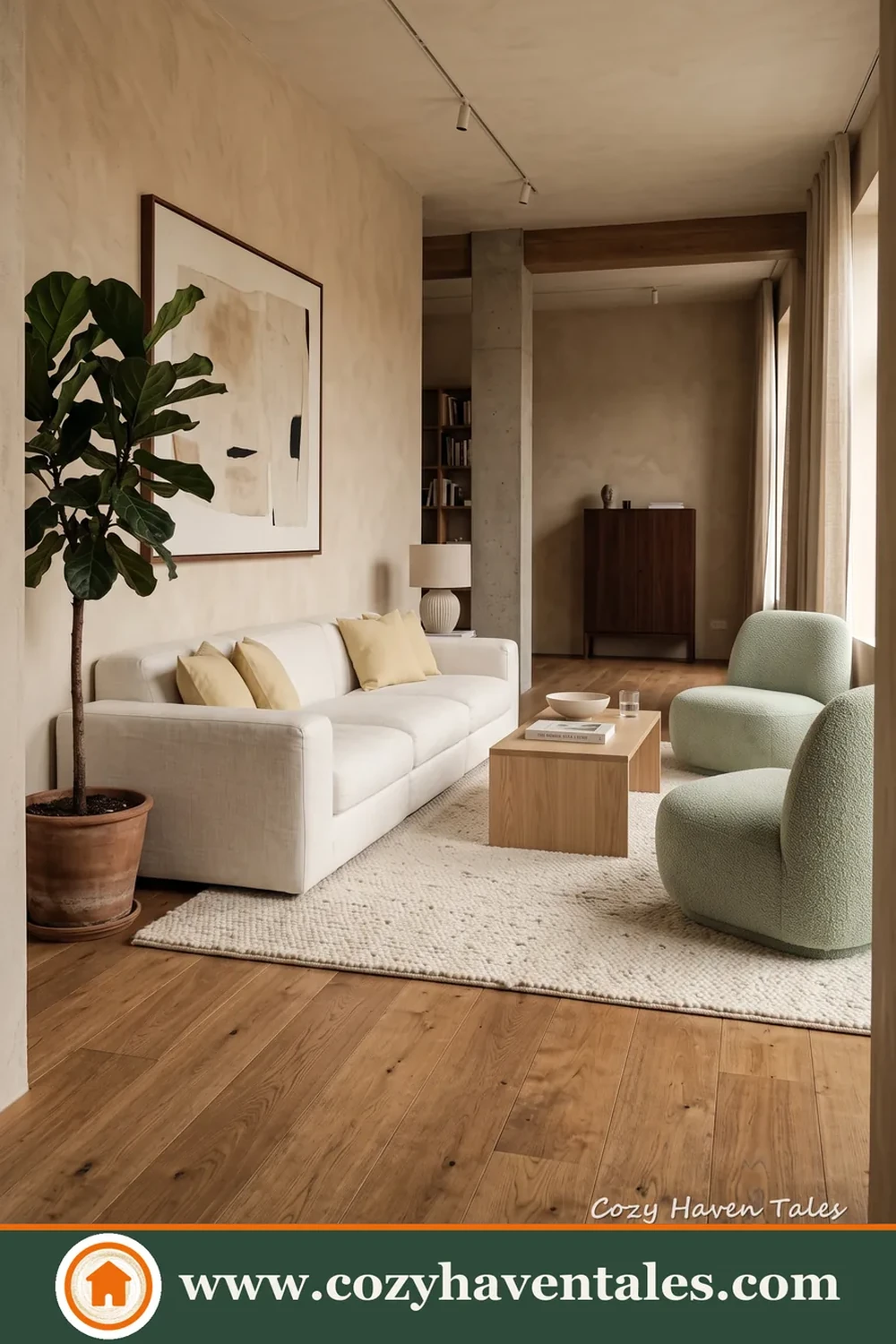 Sunlit minimalist living room ideas with a fresh interior showing the furniture and decor pairing