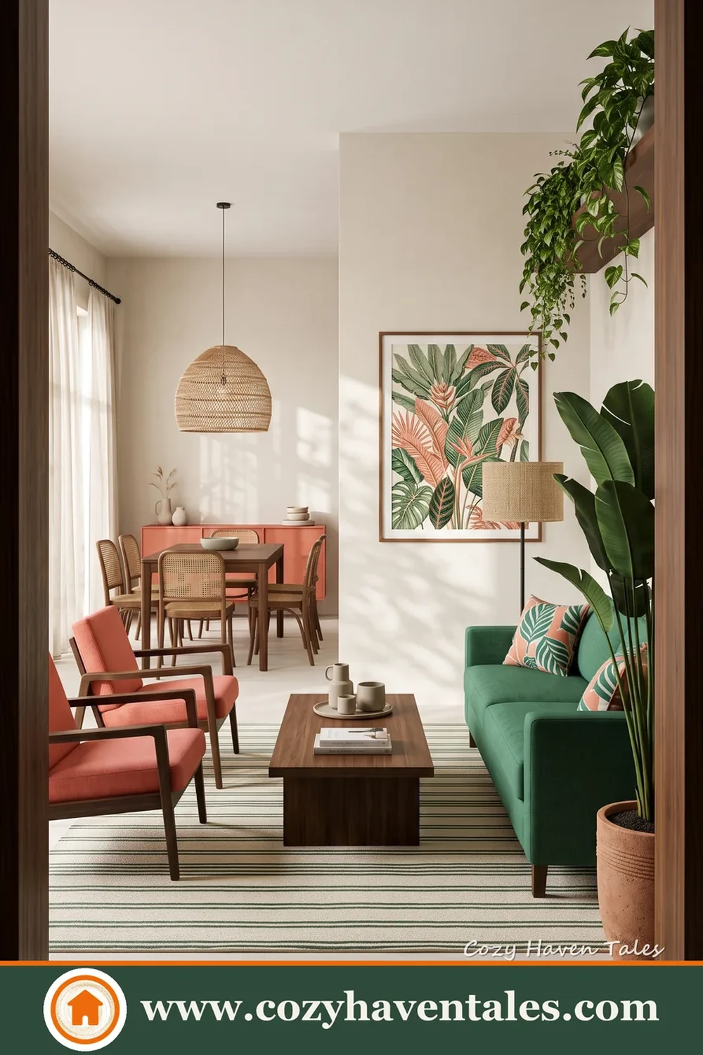 Serene interior design idea showing statement lighting and clean lines
