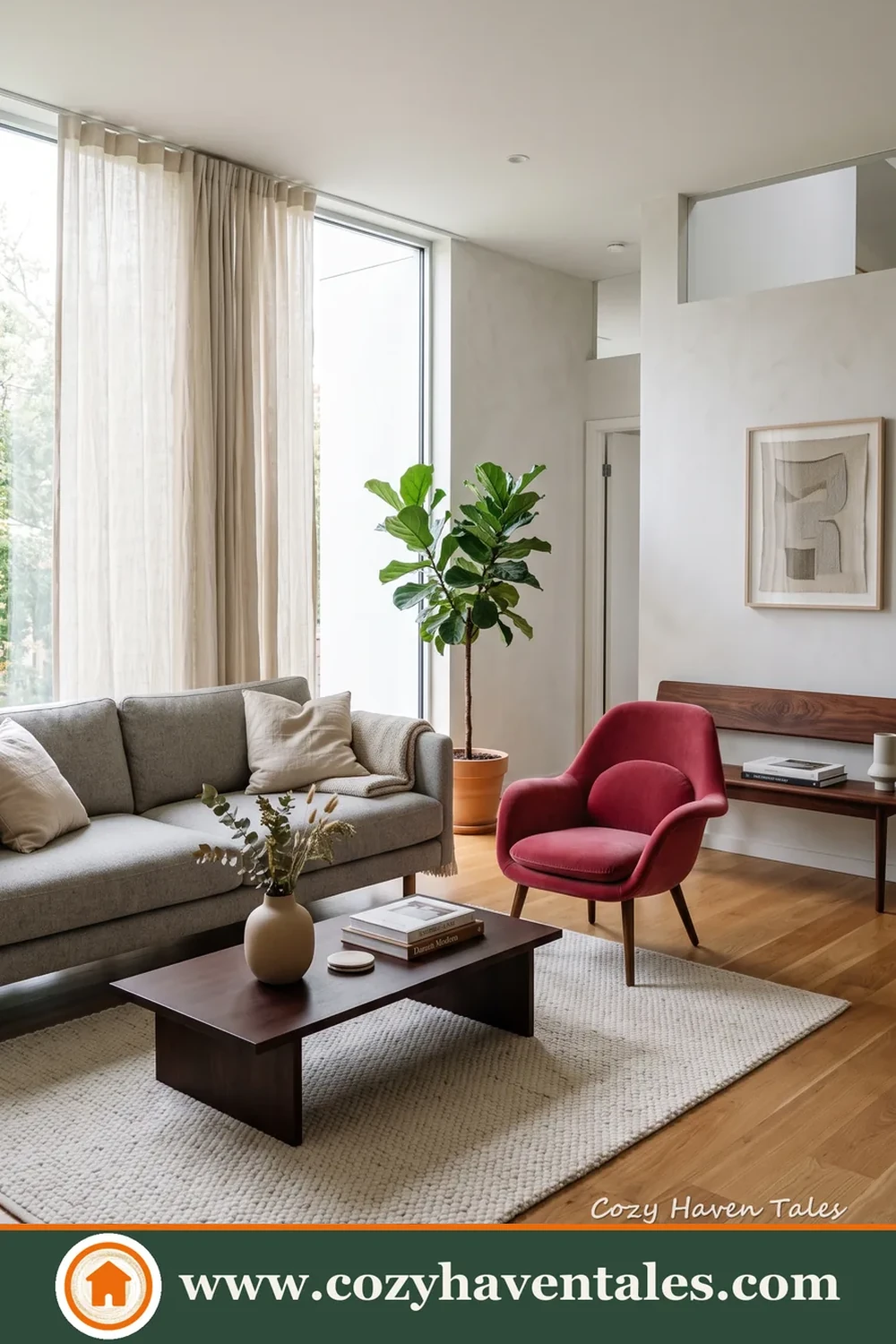 Warm interior design idea showing layout and layered textures