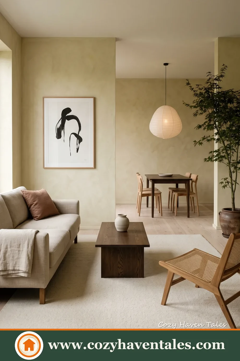 Polished interior design idea showing natural light and warm materials