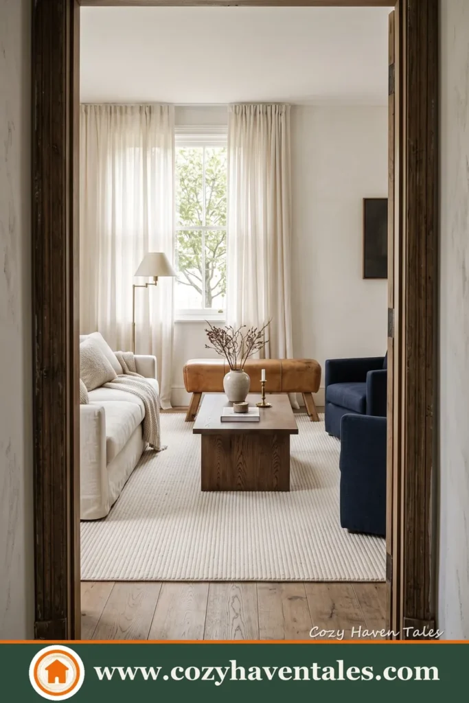 Cozy interior design idea showing cozy styling and smart storage