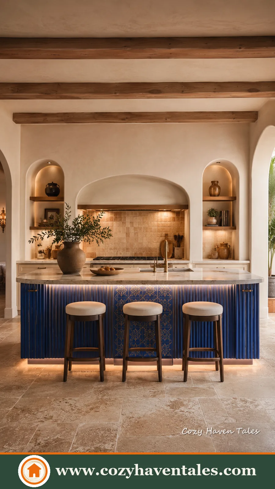 Warm vibrant kitchen island ideas — polished interior showing layout and layered textures