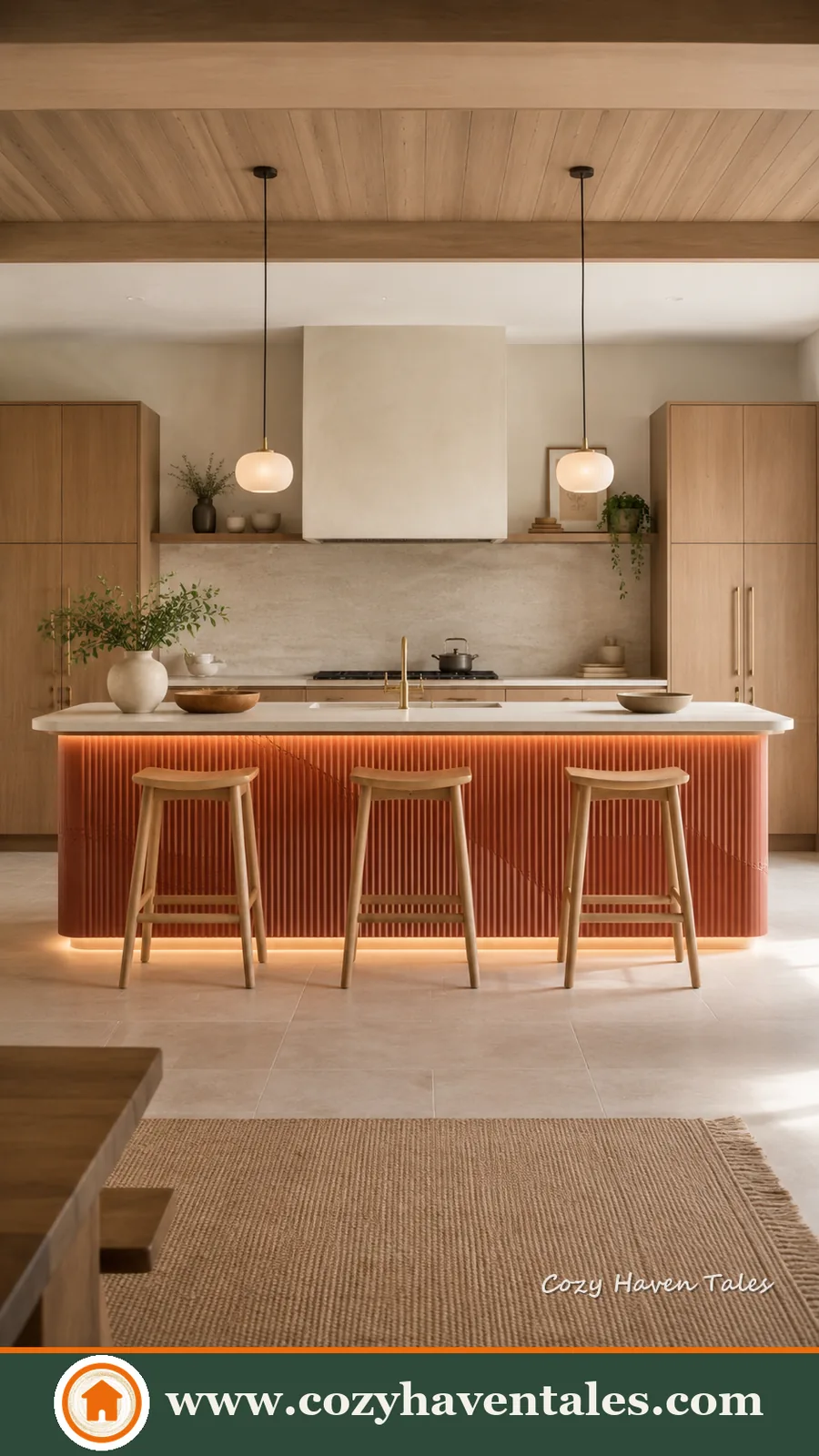Inviting vibrant kitchen island ideas — cozy interior showing the focal wall and accents