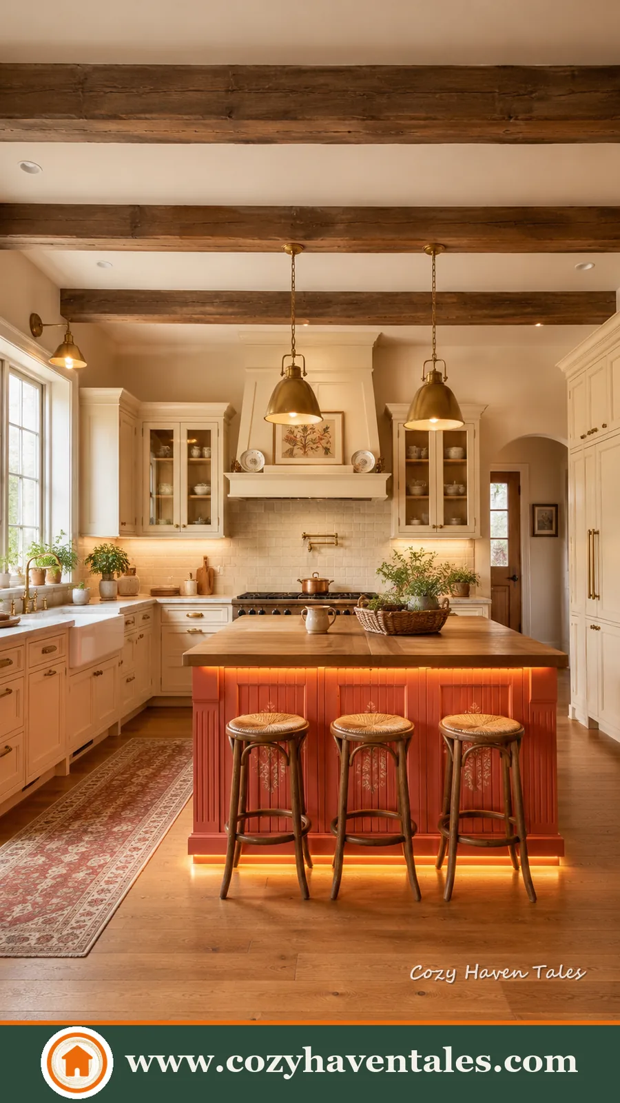 Airy vibrant kitchen island ideas — timeless interior showing styling details and mood