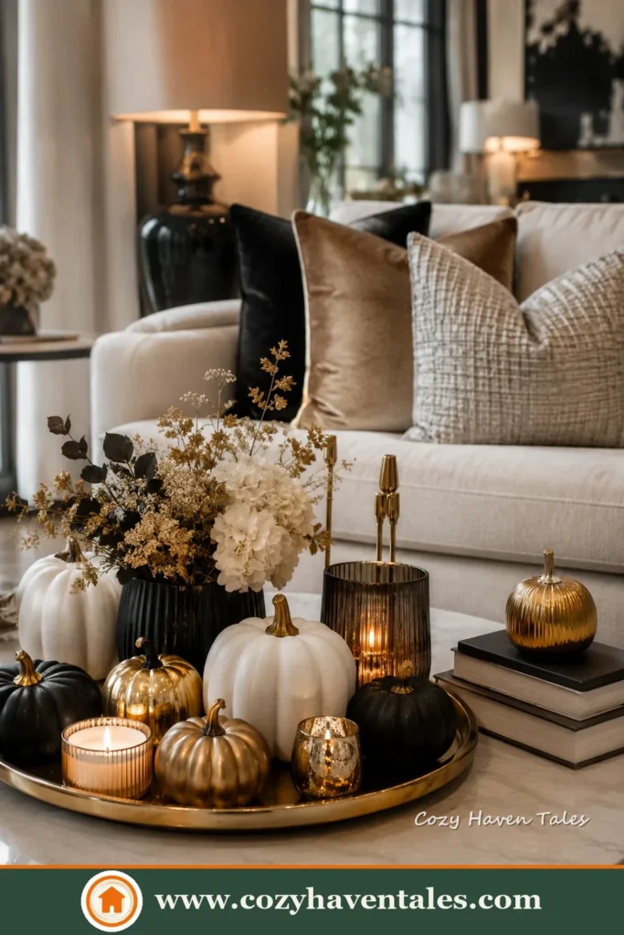 resh white pumpkin decor ideas with a inviting interior showing texture, tone and balance